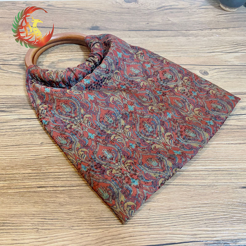 定制小众复古新品天然竹藤手柄香云纱古风汉服旗袍手包手拎包