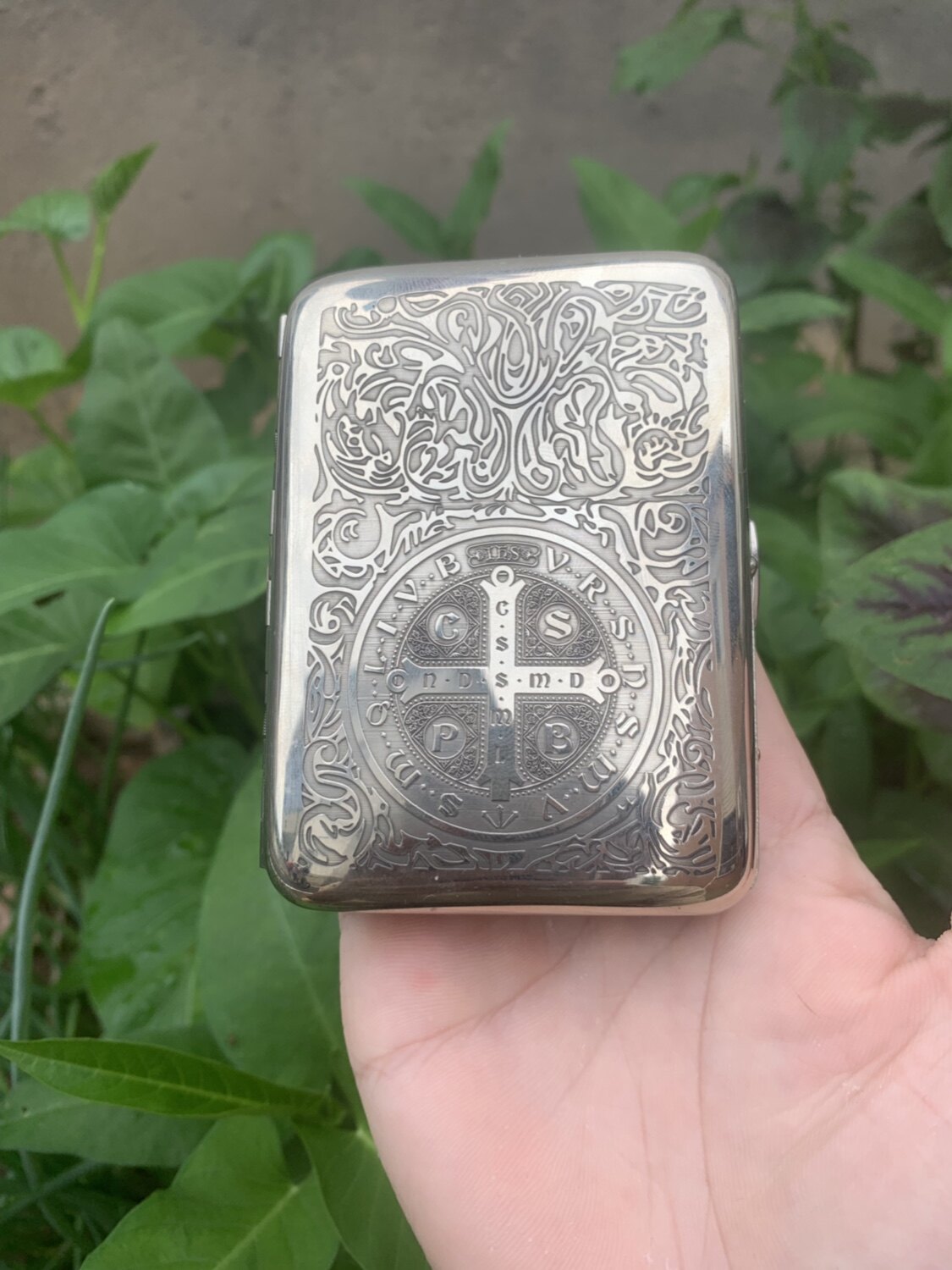 Zippo火机伴侣藏银款老式手工烟盒十六支粗烟装个性复古时尚送礼