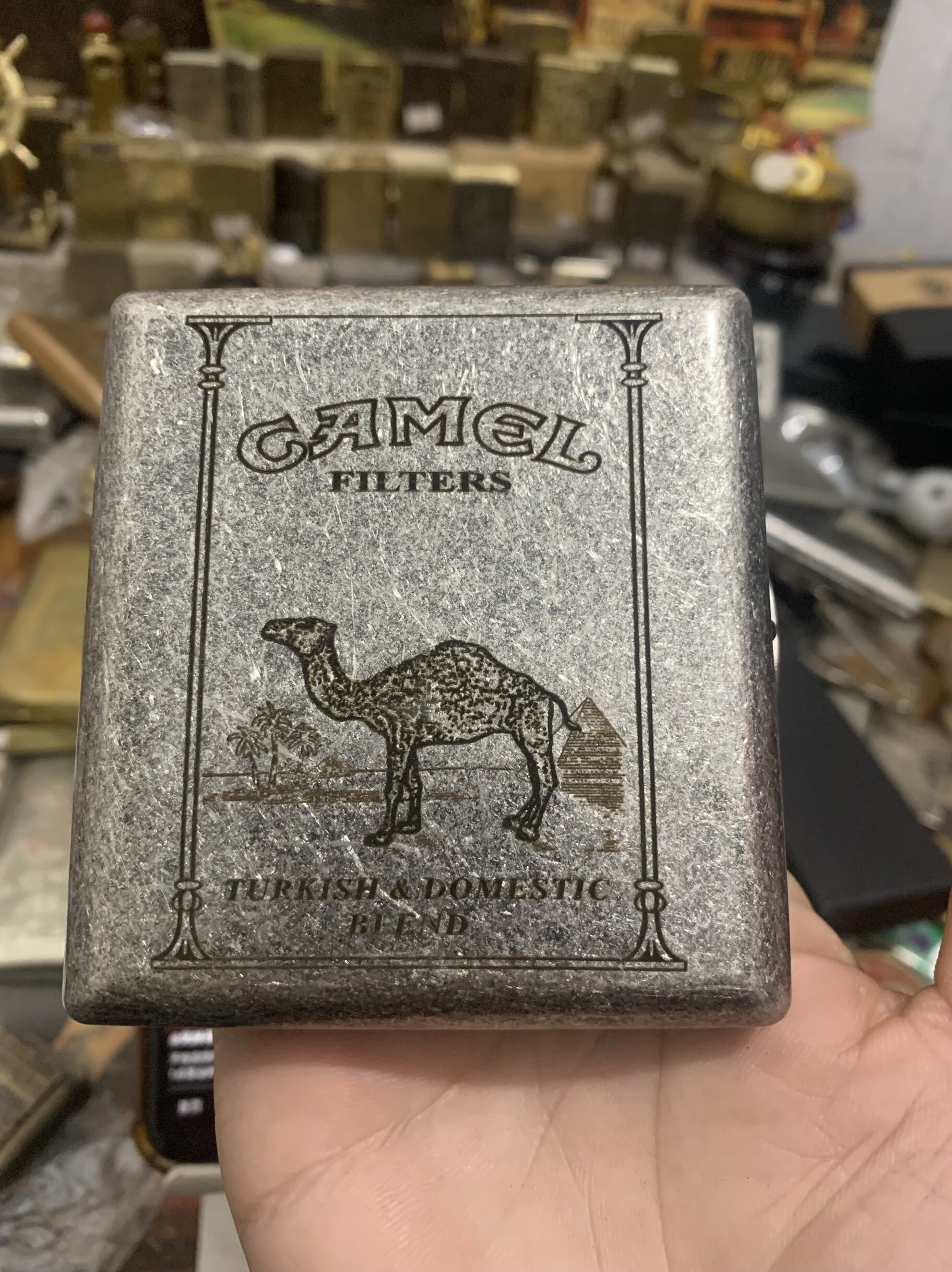 Zippo火机伴侣高档古银翻盖复古防压防潮骆驼烟盒20支粗烟装