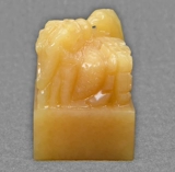 8 см натуральный рис желтый нефрит -дракон и Феникс в Чжан Юсан Печать Цинь Шихуан Биография Гуою XI Qianlong Император выгравирован