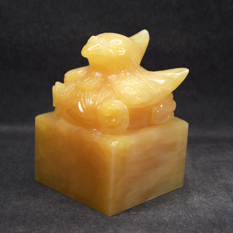 10cm米黄玉仿古凤凰章 秦始皇乾隆皇帝传国故宫玉玺印章篆刻