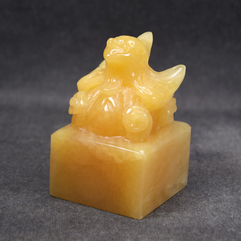 6cm米黄玉仿古凤凰章 秦始皇乾隆皇帝传国故宫玉玺印章篆刻