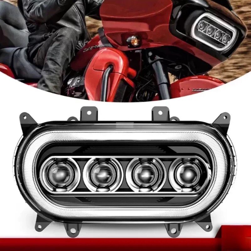 适用哈雷双灯公路滑翔Road Glide15-24年改装摩托车LED前大灯总成