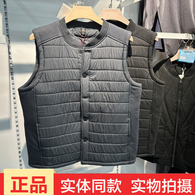 银州羊25823冬季男士爸爸羊毛马甲梭织拼接无袖坎肩加厚保暖上衣