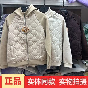 断码羊小暖666新款女菱形拼接冬加厚羊毛保暖外套带帽棉袄轻旅衣