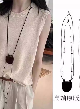 麂皮绒月牙包mini项链女设计感精致吊坠穿搭叠戴百搭链子装饰品潮