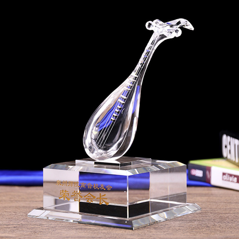 水晶琵琶 音乐模型工艺品古典乐器纪念礼品学院歌唱比赛奖杯制作