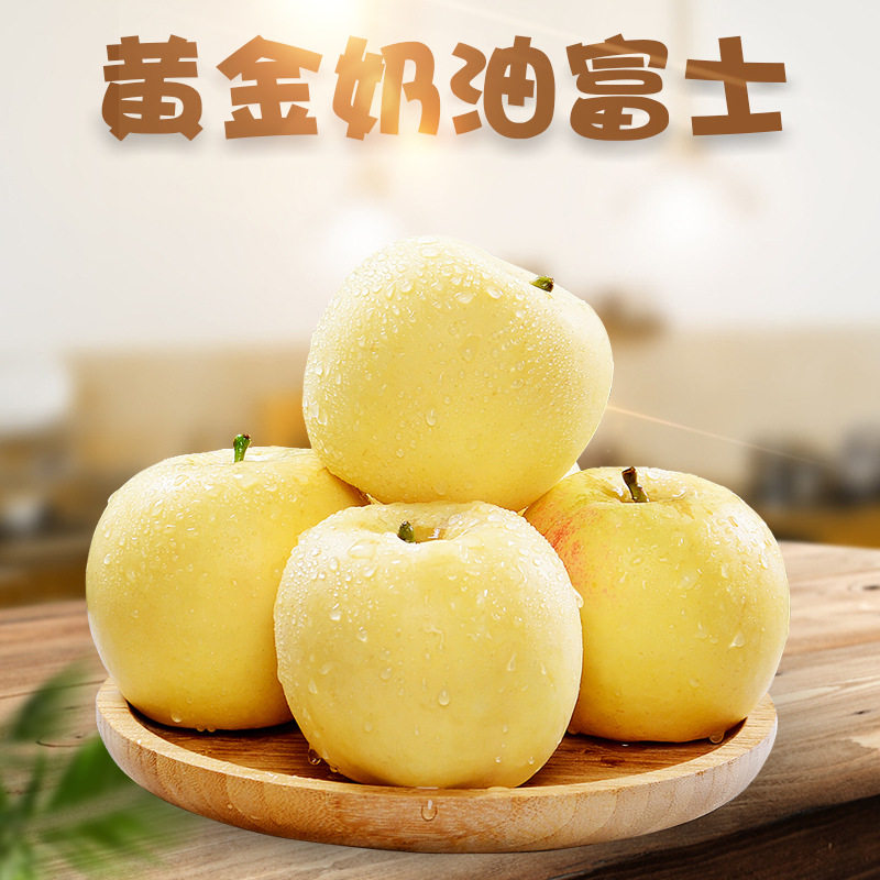 山东烟台栖霞黄金奶油富士 代发5/9斤当季新鲜冰糖心苹果非丑苹果