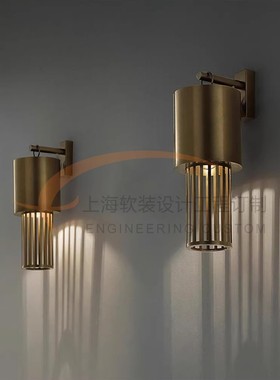 复古Delta Contract壁灯意大利设计未来主义管状仿古铜饰面壁灯