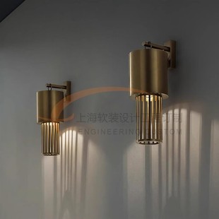 复古Delta Contract壁灯意大利设计未来主义管状仿古铜饰面壁灯