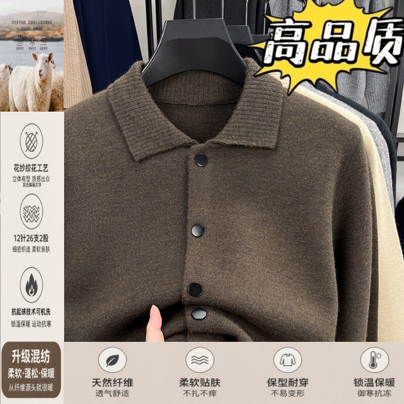 2025新款羊毛针织开衫男士秋冬季