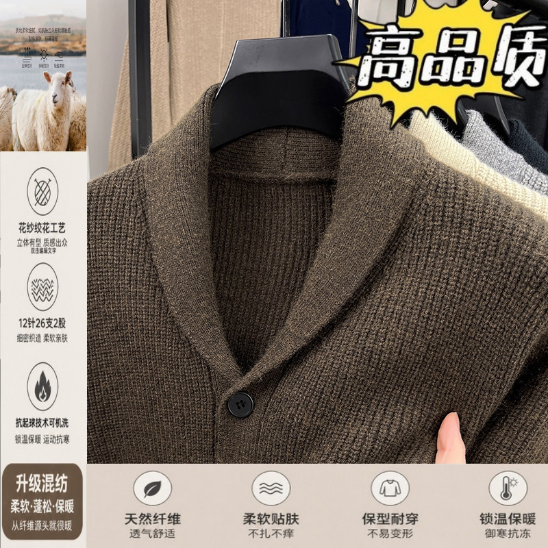 秋冬季羊毛衫男士加厚V领毛衣