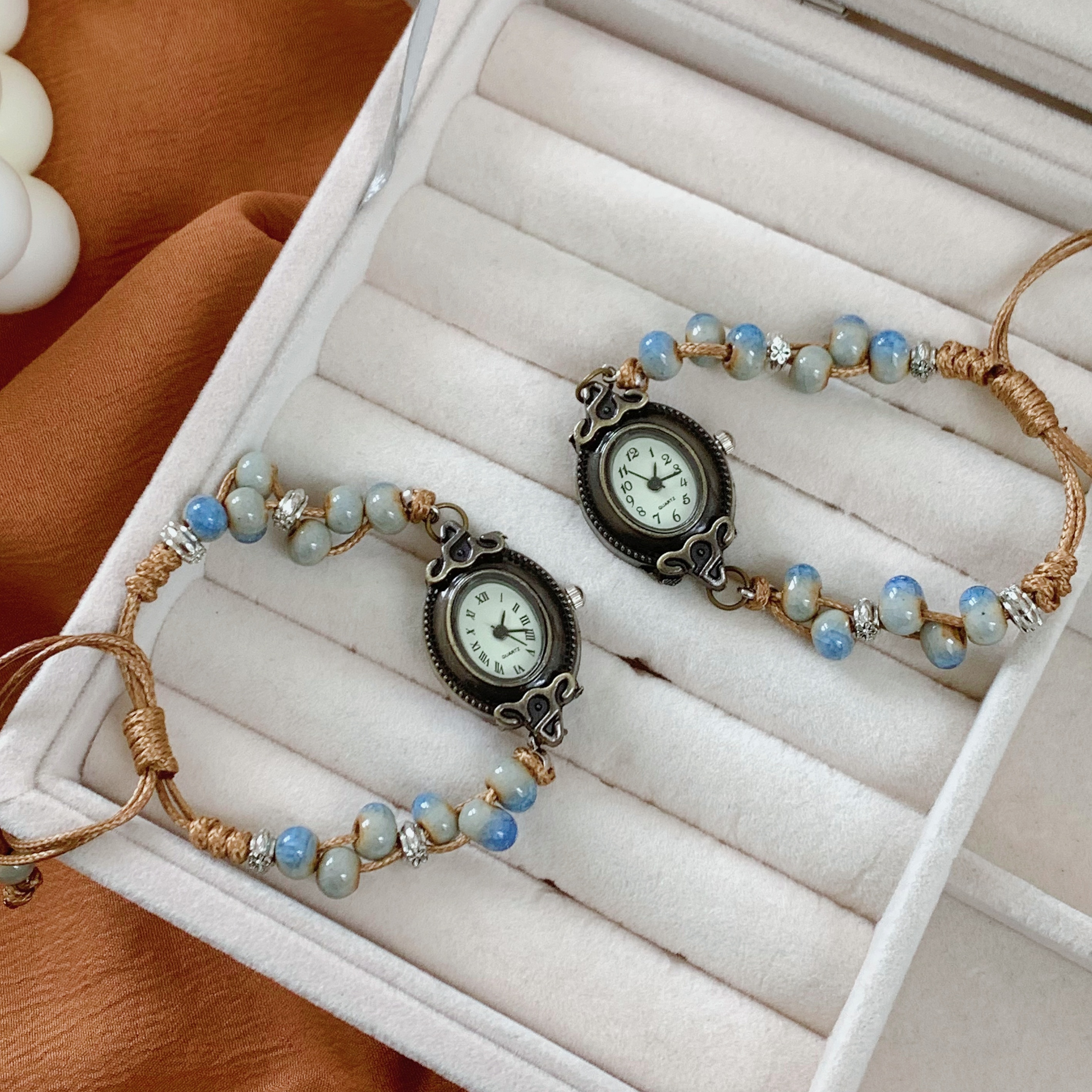 山茶花陶瓷串珠手绳手表女ins风