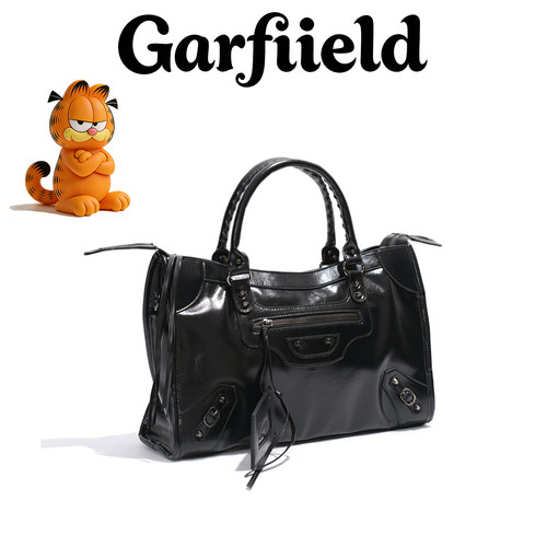 加菲猫黑色机车包大容量