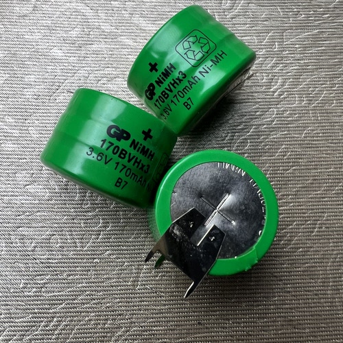 170BVH原装GP镍氢Ni-MH纽扣电池 PLC主板可充电3.6v带焊脚170mah