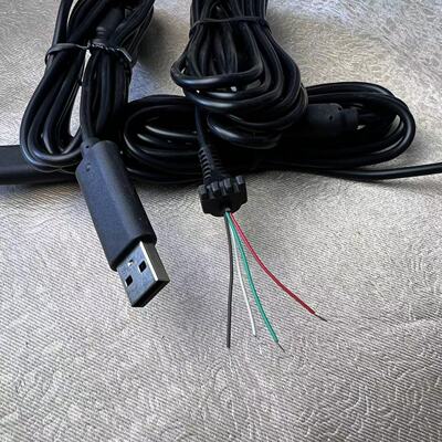 DIY修理 USB鼠标线适用罗技雷蛇Genius精灵 4芯鼠标线4P线USB键盘线 铜线带磁环2.1米 直径4mm 大结卡