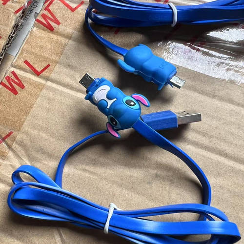 史迪仔卡通品牌配机线尾货安卓v8数据线micro USB接口蓝牙音箱台灯充电USB 1米通用充电器 安卓手机线4芯铜线