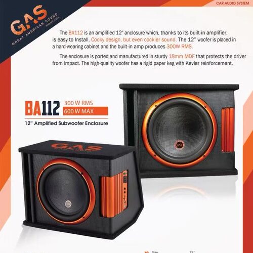 美国GAS车载低音炮音箱汽车音响改装升级12寸有源功放重低音600W