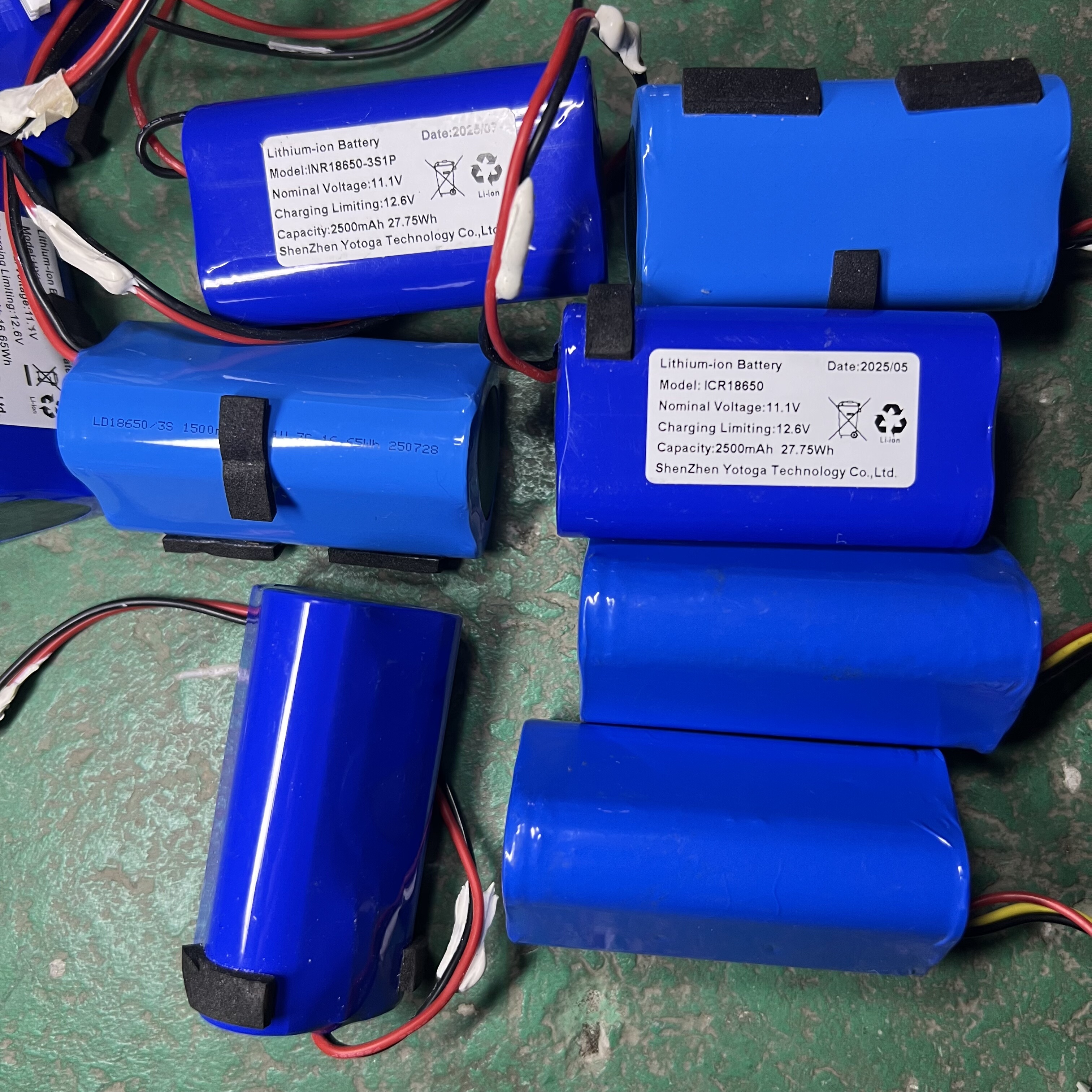 拆机动力电池组3节串联18650锂电池带保护板2000mah充电压12.6V