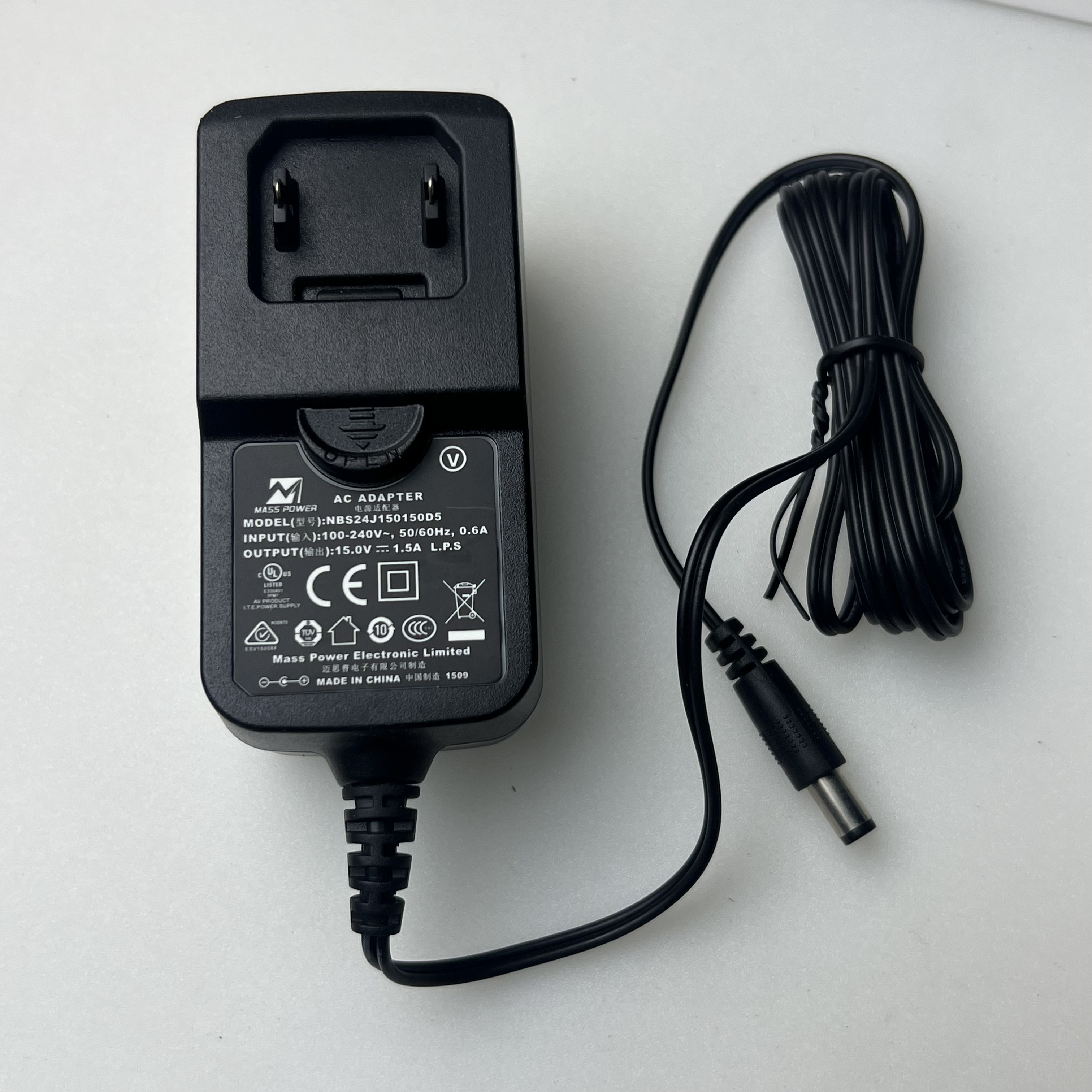 少插头MASS POWER充电器15V拉杆音响DC 1.5A电源适配器广场舞音响