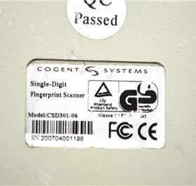 Single-Digit Fingerprint Scanner CSD301 Cogent Systems read