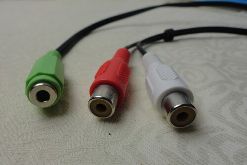 X360/PS3音频转换线 3.5母转双AV莲花RCA母头音频线 0.3米 无氧铜