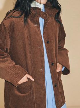 特价，不退不换。复古厚实灯芯绒复古立领西装外套
