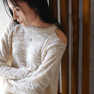 HOWL STUDIO香港设计师品牌肌理感微透轻薄露肩针织衫