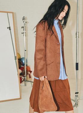 特价，不退不换。卡其色环保麂皮西装外套