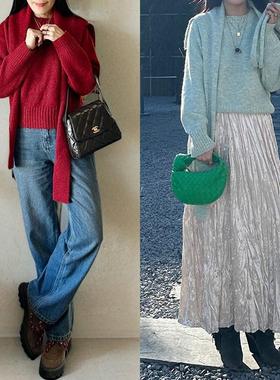 HOWL香港设计师品牌初春羊毛针织衫披肩两件套