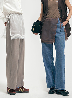 HOWL香港设计师品牌新款时髦设计感叠穿蕾丝拼接半裙女