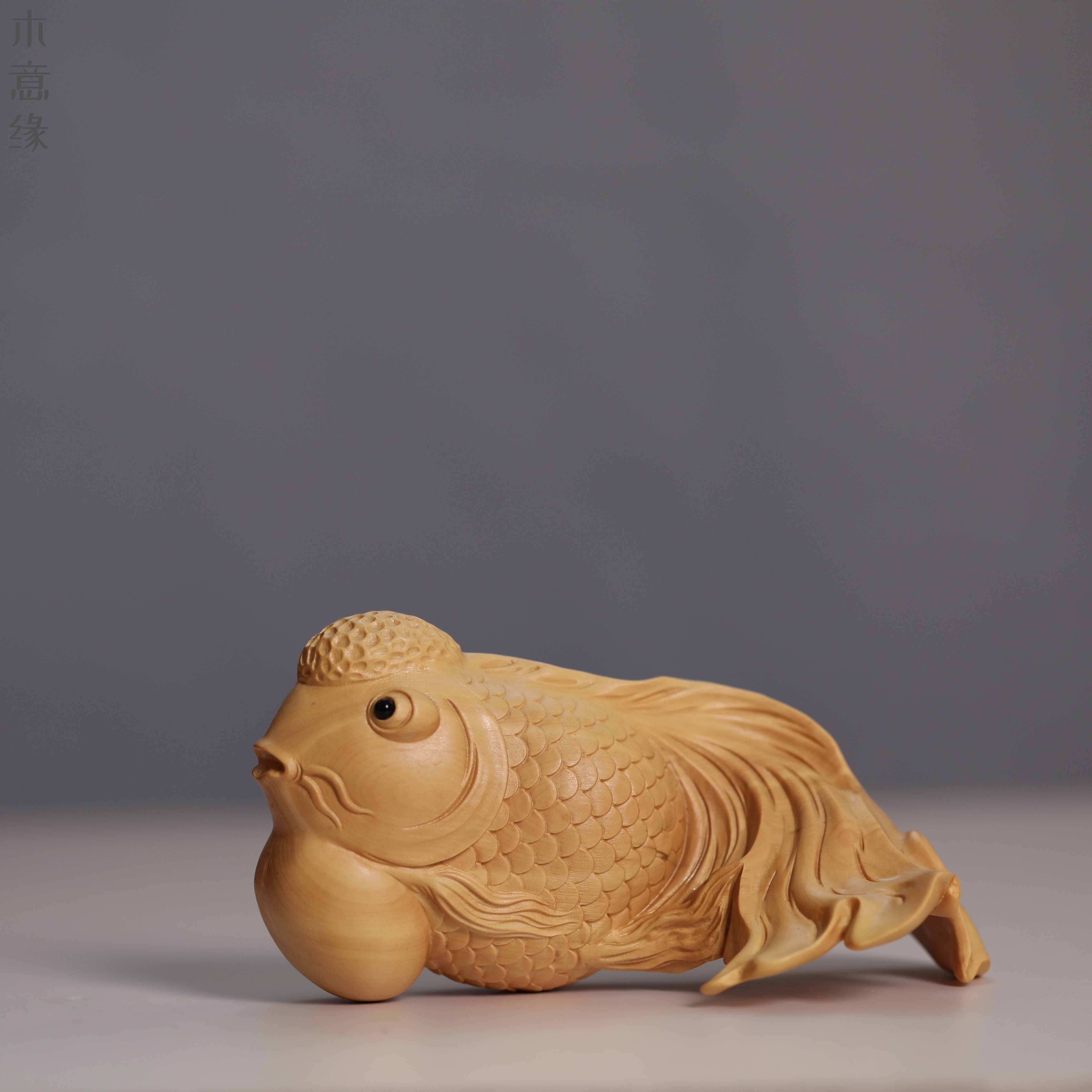 小叶黄杨木金鱼年年有余实木摆件