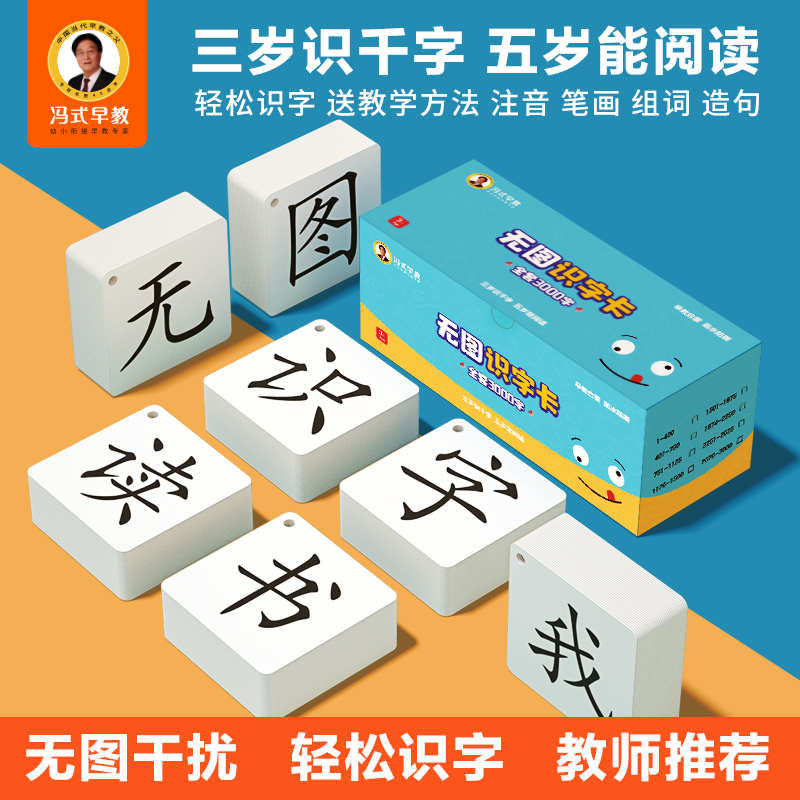 冯式早教识字卡片3000全套无图字