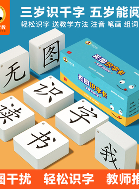 冯式早教识字卡片3000幼儿园儿童无图认字小学生字卡识字大王全套