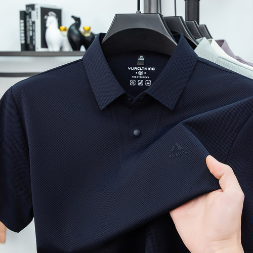 报喜鸟男士桑蚕丝凉感短袖POLO衫