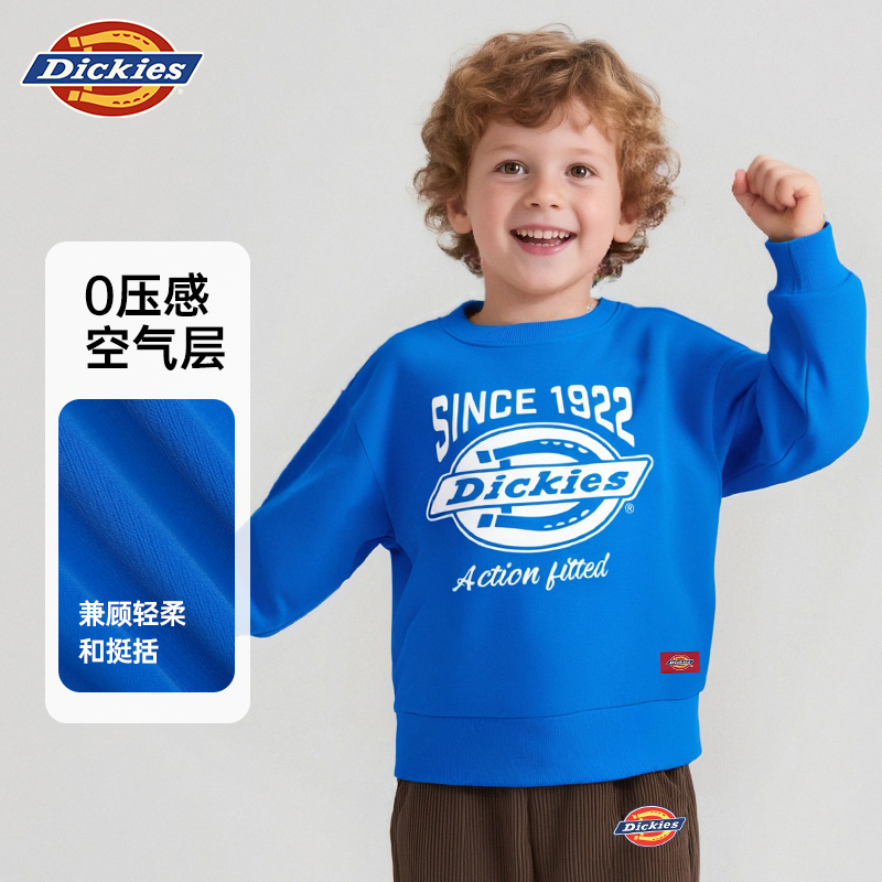 Dickies童装2025新款卫衣秋冬款儿童半开襟上衣男女童潮流衣服