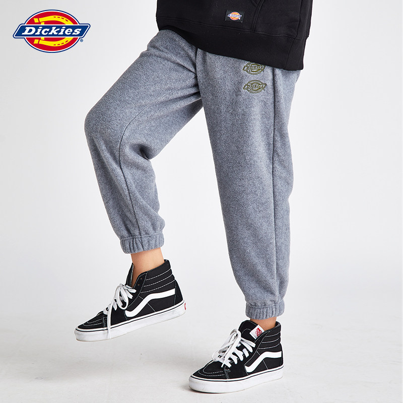 dickies童装秋冬新款宽松长裤男童摇粒绒绣花裤子儿童秋冬卫裤