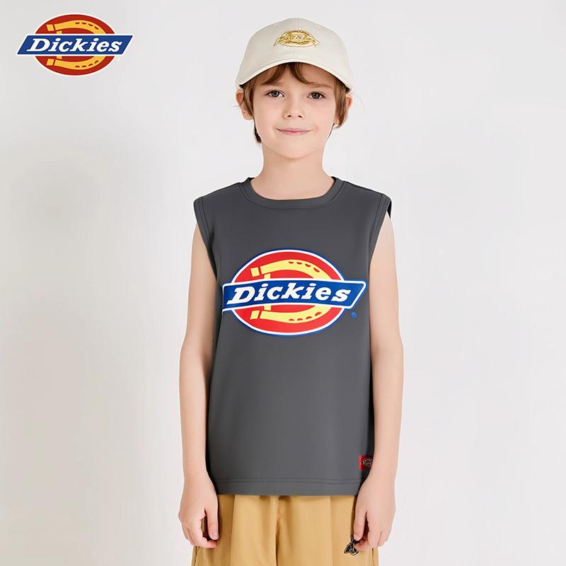 Dickies儿童彩色LOGO经典无袖圆领纯棉休闲T恤夏季男女童2025清仓