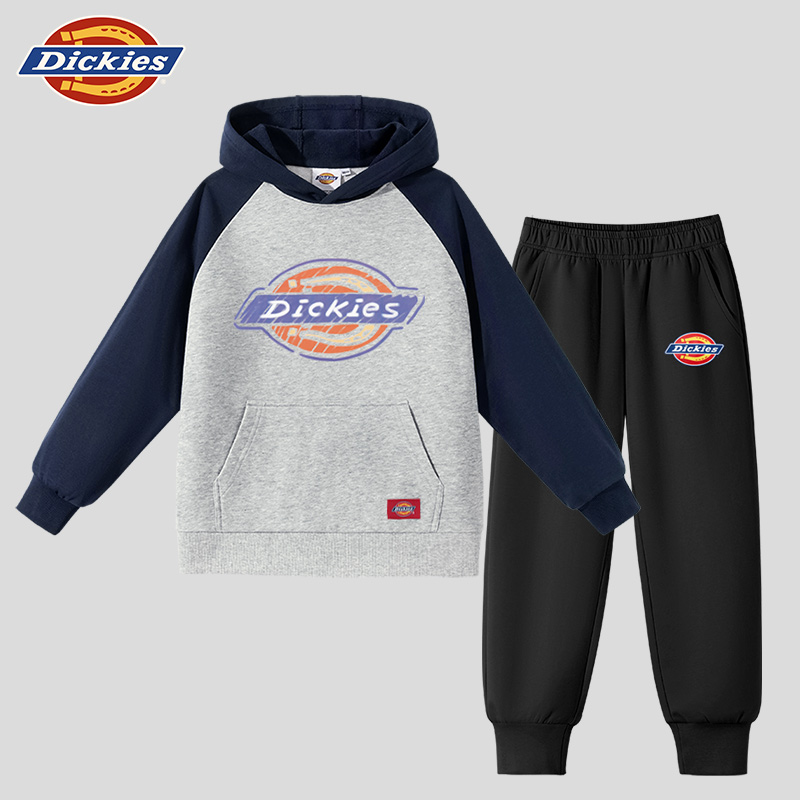 Dickies儿童套头运动休闲风套装秋冬潮酷帅气套头连帽卫衣卫裤