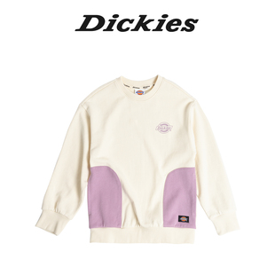 Dickies童装 男童女童卫衣24新印花撞色拼接口袋圆领卫衣儿童卫衣