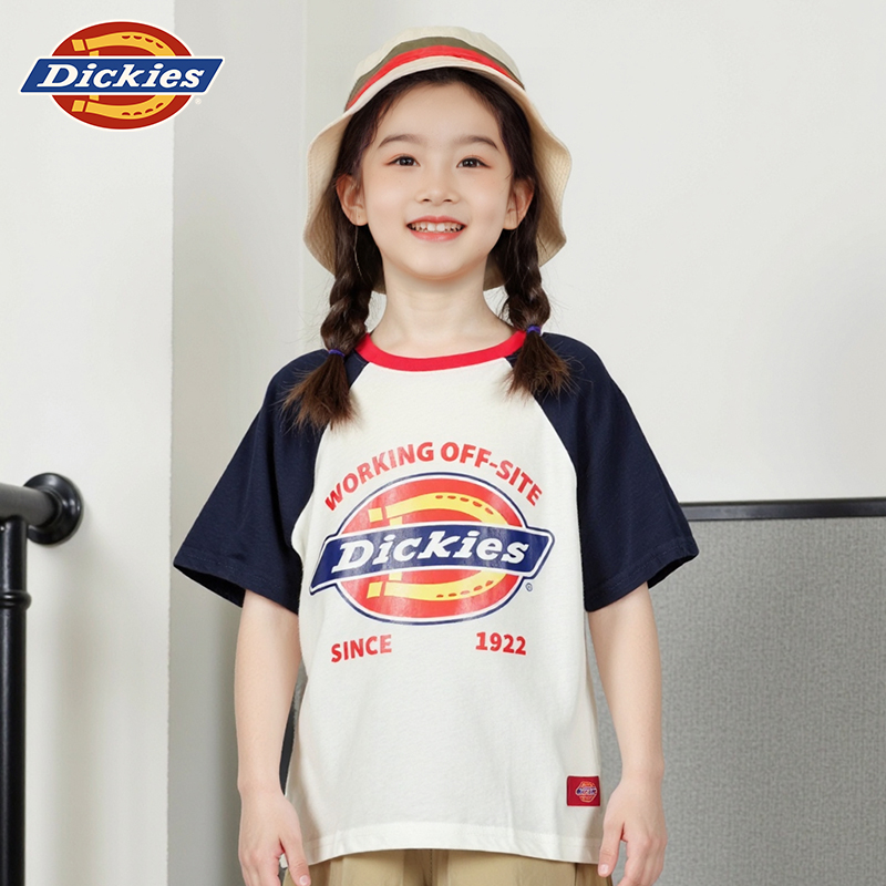 Dickies儿童2025新款夏季宽松印花纯棉短袖T恤吸汗透气不闷汗圆领