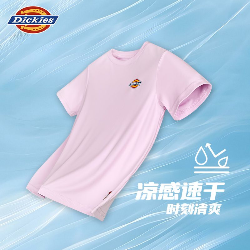 Dickies速干T恤2025年短袖宽松黑色休闲的夏季透气男童圆领印花