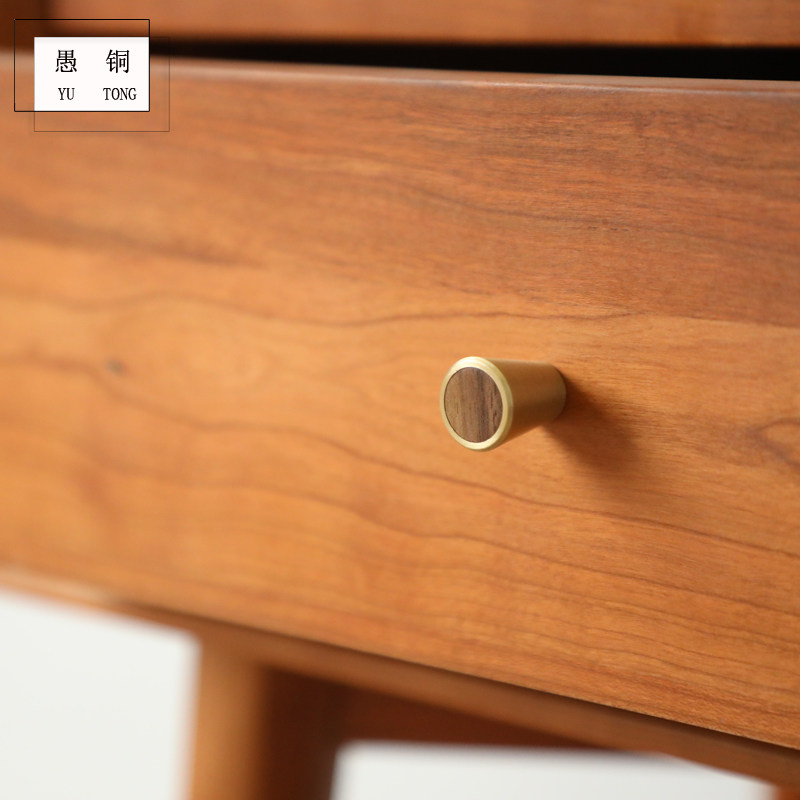 纯铜衣柜新中式门把手北欧全铜抽屉柜黄铜实木简约单孔橱柜小拉手