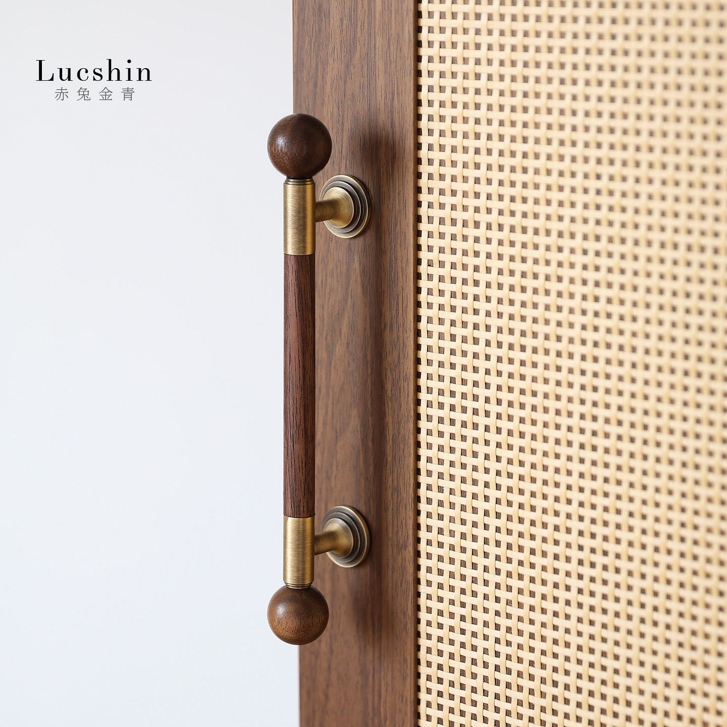 原创复古胡桃木黄铜拉手中古风古铜色橱柜抽屉把手衣柜门长拉手