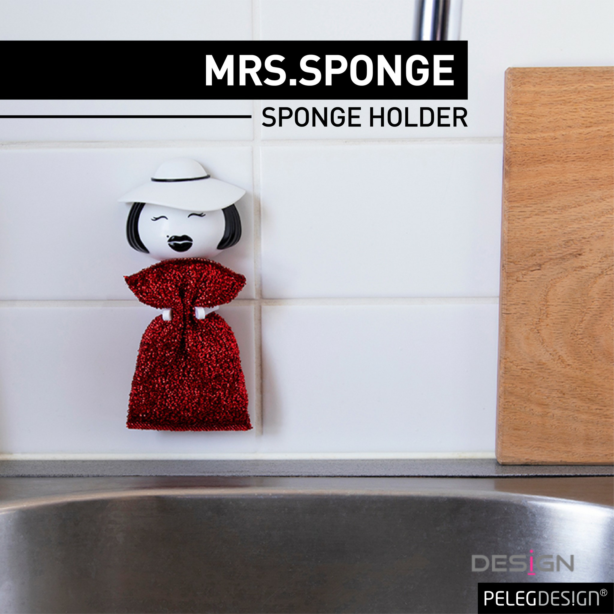 以色列Monkey Business海绵夫人收纳架Mrs Sponge清洁创意吸盘