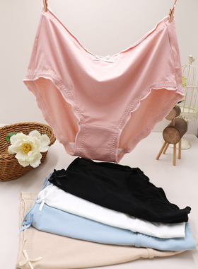 特肥加大码 简约莫代尔内裤女高腰胖mm200斤纯色全棉底档三角裤头