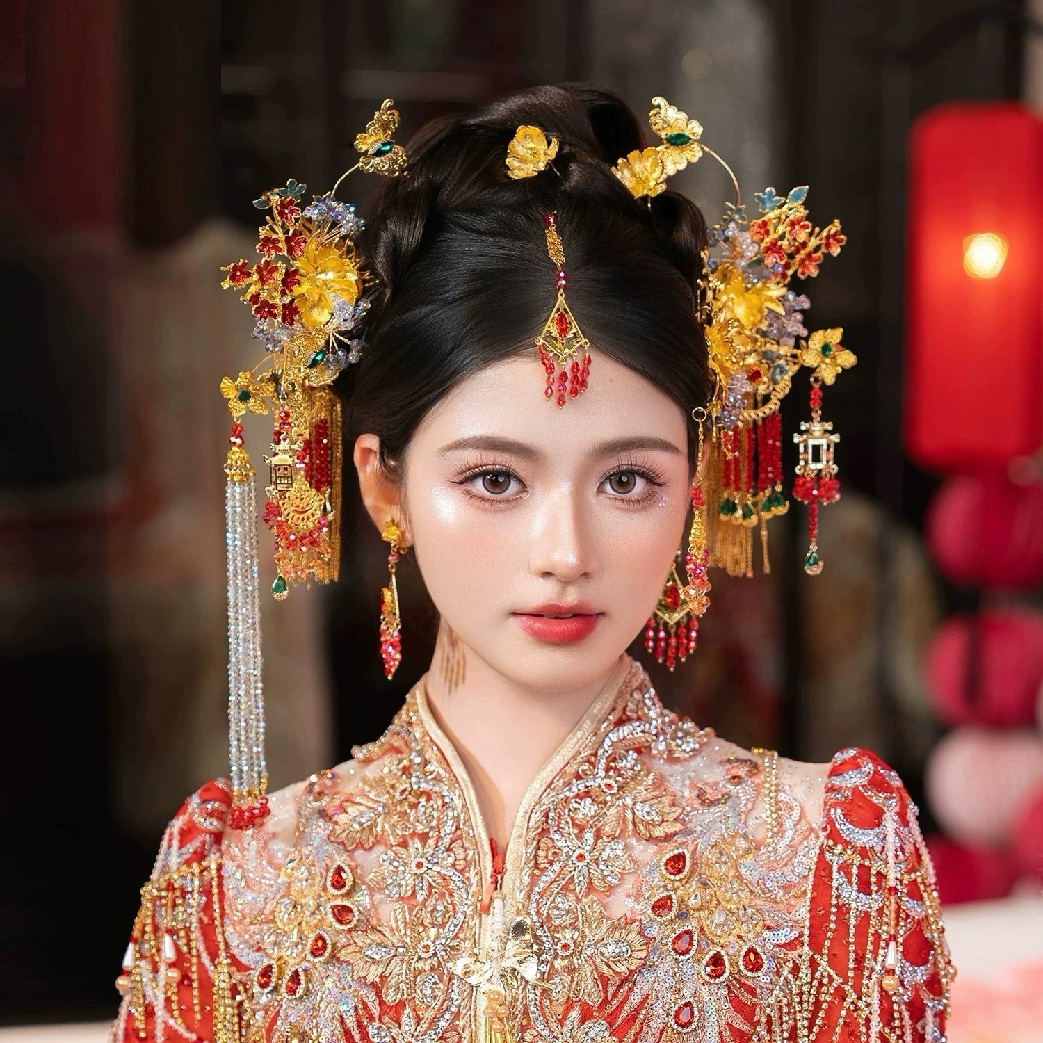 新娘新中式龙凤褂晨袍汉服发饰