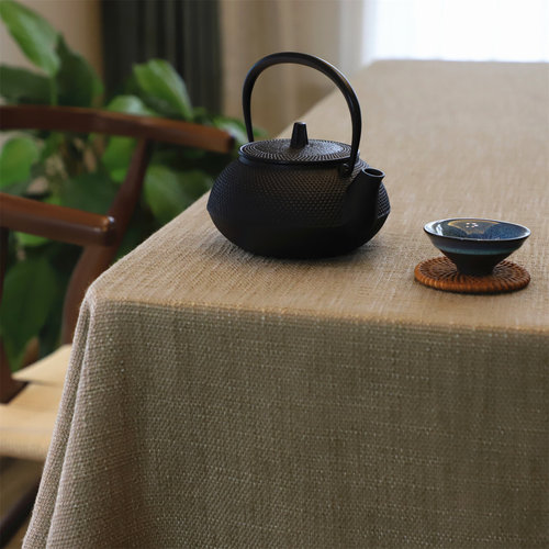 定制粗麻北欧风圆台日系餐桌布
