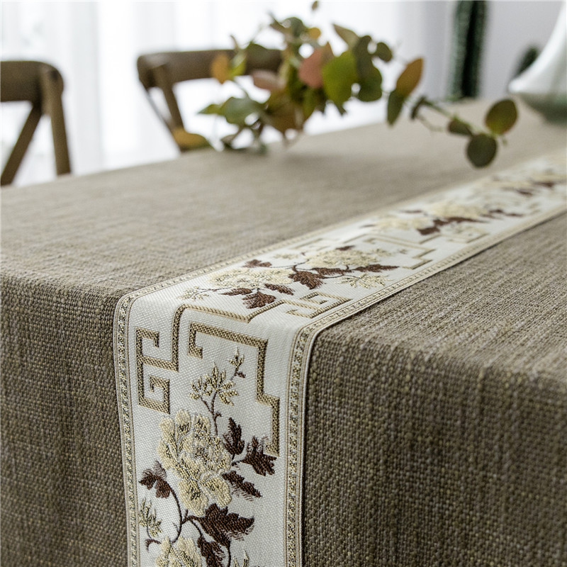 新中式粗麻餐桌布美式乡村日系简约文艺加厚禅意定制茶几高端台布