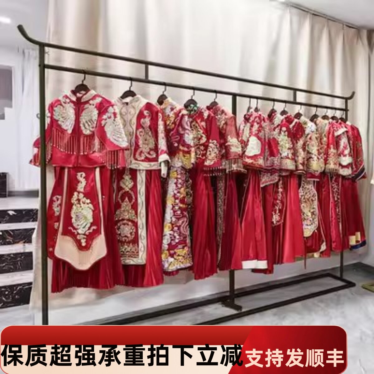 中式婚纱架汉服展示架影楼落地架礼服架子秀禾挂衣架唐装旗袍货架